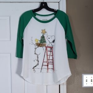 PEANUTS Christmas Tree Snoopy Raglan Tee